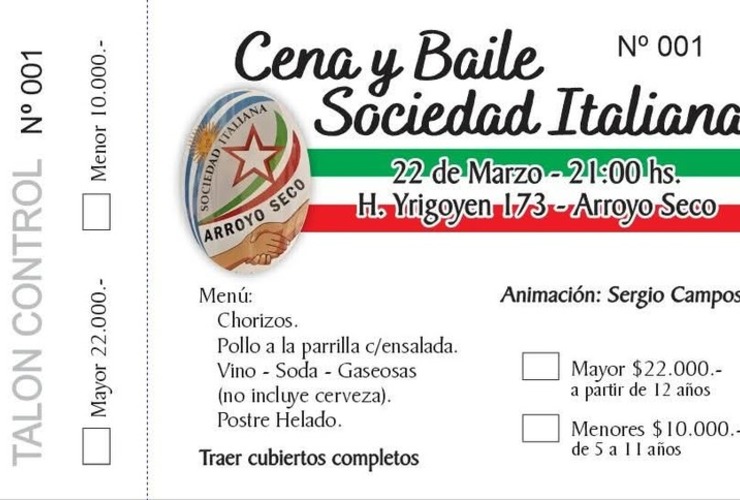 Imagen de Cena y baile de la Sociedad Italiana