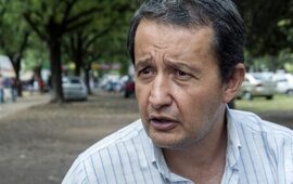 Imagen de Carlos Del Frade este sábado en Arroyo Seco