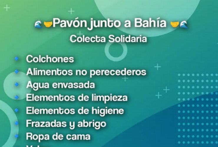 Imagen de Pavón se une en una colecta solidaria para ayudar a Bahía Blanca