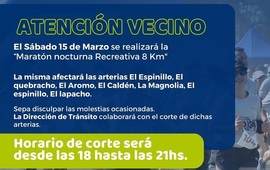 Imagen de Cortes de tr&aacute;nsito en Alvear por la Marat&oacute;n Nocturna del s&aacute;bado 15 de marzo