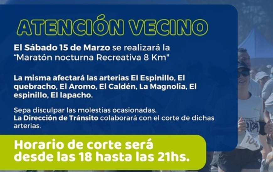 Imagen de Cortes de tránsito en Alvear por la Maratón Nocturna del sábado 15 de marzo