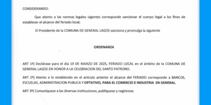 Imagen de El 19/03, Feriado Local en honor al santo patrono San José.