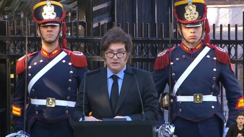 Imagen de Milei en el acto por Malvinas: llamó «malvinenses» a los kelpers y avaló la autodeterminación de su nacionalidad