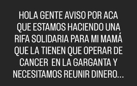 Imagen de Rifa solidaria: Necesitan juntar fondos para operarla