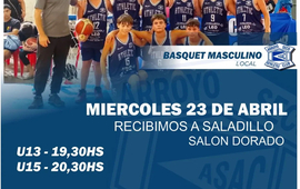 Imagen de B&aacute;squet: Ma&ntilde;ana jugar&aacute;n Athletic ante Saladillo en U13 y U15