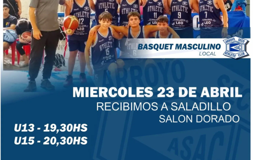 Imagen de B&aacute;squet: Ma&ntilde;ana jugar&aacute;n Athletic ante Saladillo en U13 y U15