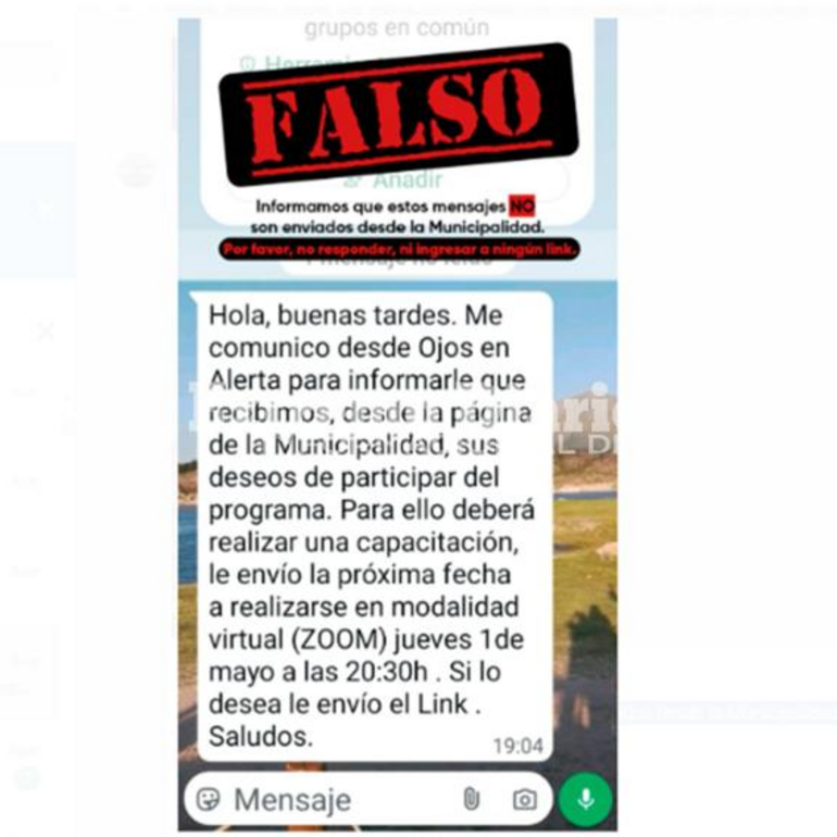 Imagen de ¡Atención!: Se advierte sobre la circulación de mensajes falsos en nombre de la Municipalidad