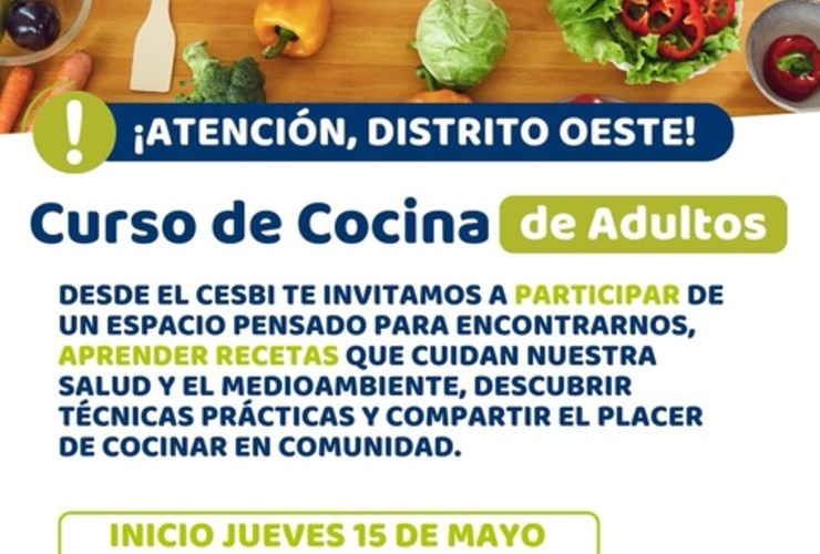 Imagen de Curso de Cocina para Adultos en el CESBI de Alvear
