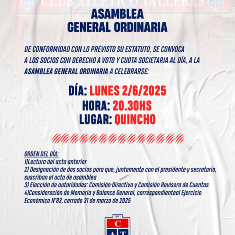 Imagen de Hoy, Asamblea General Ordinaria en Talleres