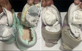 Las suelas de las zapatillas repletas de droga