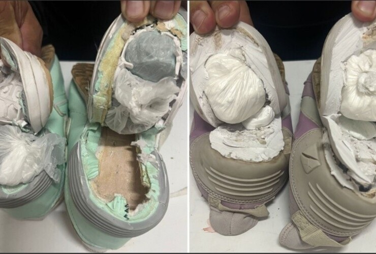 Las suelas de las zapatillas repletas de droga