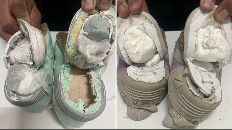 Las suelas de las zapatillas repletas de droga
