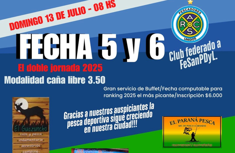 Imagen de El 13/07, fecha doble de Pesca en el Rowing Club