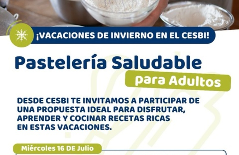 Imagen de Clase abierta de Pastelería Saludable en Alvear durante las vacaciones de invierno