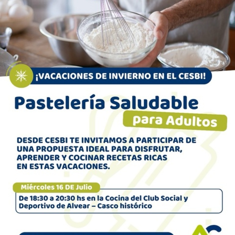 Imagen de Clase abierta de Pastelería Saludable en Alvear durante las vacaciones de invierno
