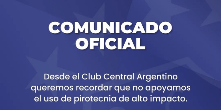 Imagen de Comunicado de Central Argentino sobre pirotecnia