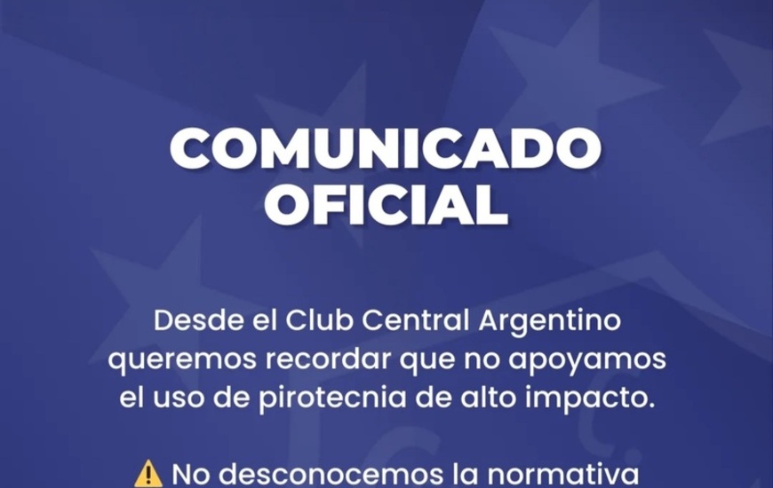 Imagen de Comunicado de Central Argentino sobre pirotecnia