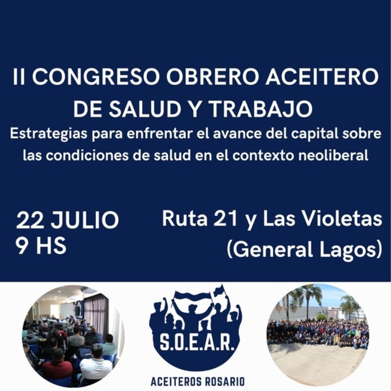 Imagen de Se realizará en General Lagos: II Congreso Obrero Aceitero de Salud y Trabajo