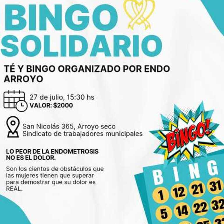 Imagen de Endo Arroyo organiza un bingo solidario para visibilizar la lucha contra la endometriosis