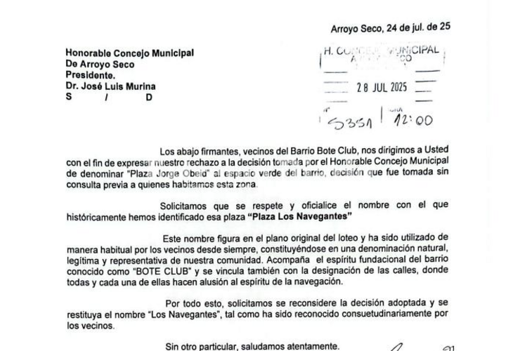 La nota ingresó en el Orden del Día de este martes.