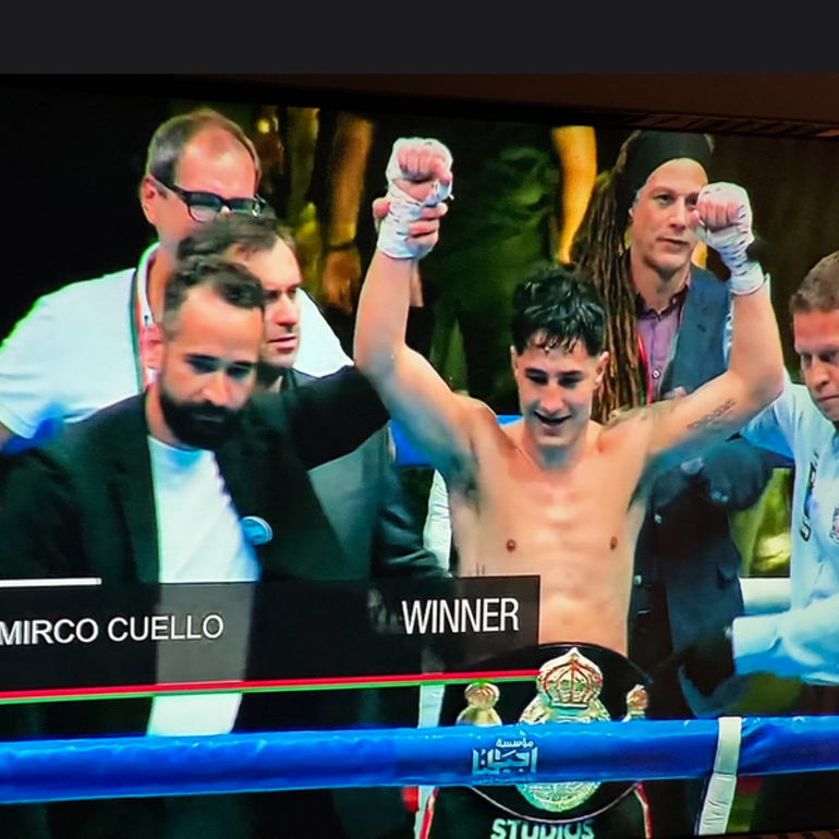 Imagen de Boxeo: Mirco Cuello Campeón Mundial Pluma AMB. Venció por KO a Sergio Ríos en Libia