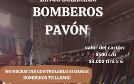 Imagen de Bingo Solidario de Bomberos Voluntarios de Pav&oacute;n