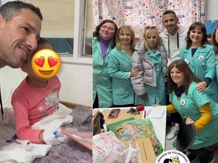 Imagen de Maxi Rodríguez solidario para el Día del Niño: llegó al Hospital Vilela cargado de regalos para los chicos