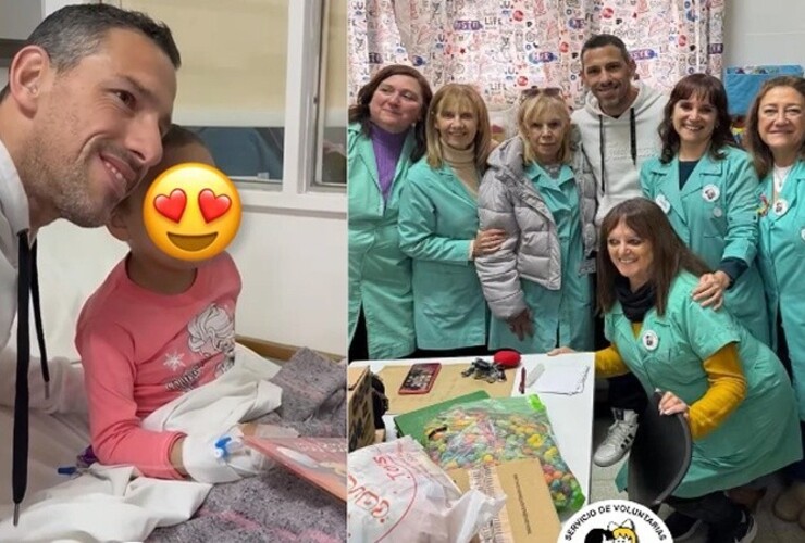 Imagen de Maxi Rodríguez solidario para el Día del Niño: llegó al Hospital Vilela cargado de regalos para los chicos