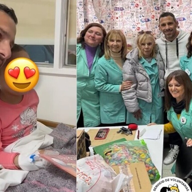 Imagen de Maxi Rodríguez solidario para el Día del Niño: llegó al Hospital Vilela cargado de regalos para los chicos