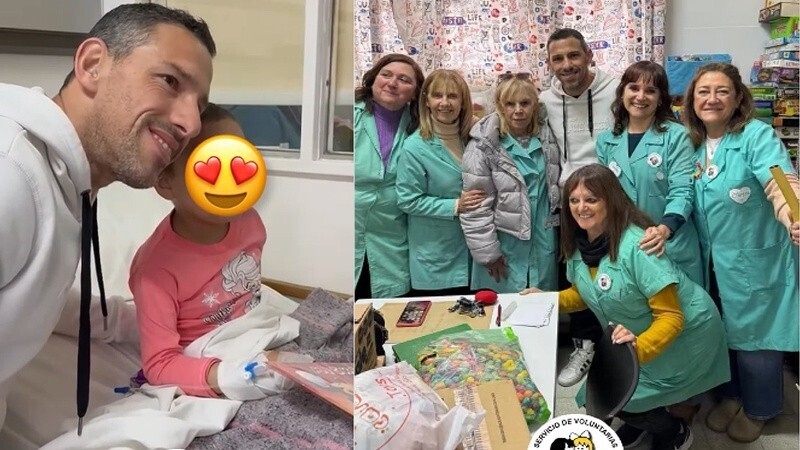 Imagen de Maxi Rodríguez solidario para el Día del Niño: llegó al Hospital Vilela cargado de regalos para los chicos