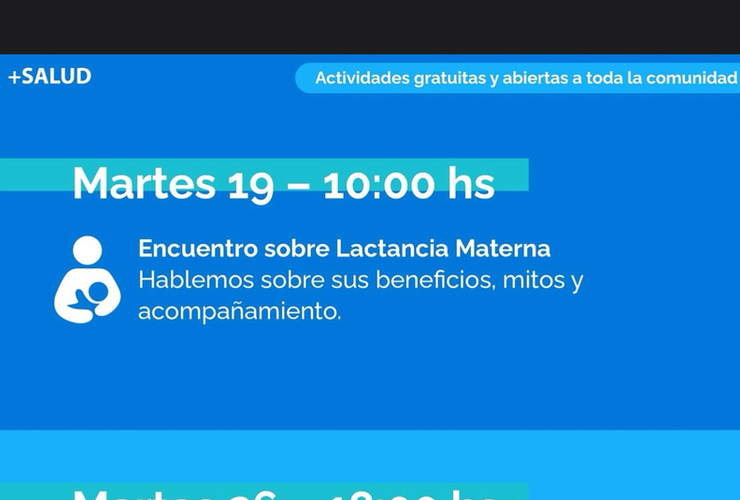 Imagen de Agosto es Salud: Mañana martes 19/08, Encuentro sobre Lactancia Materna en el CIC