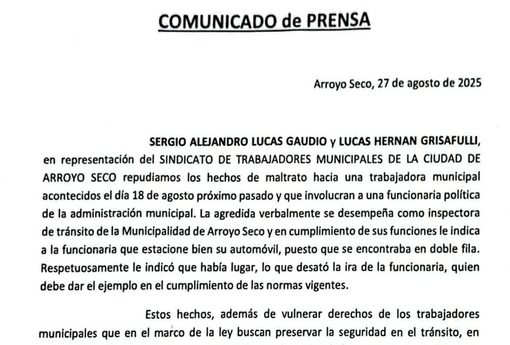 Imagen de El sindicato repudió el maltrato de una funcionaria hacia una inspectora de tránsito