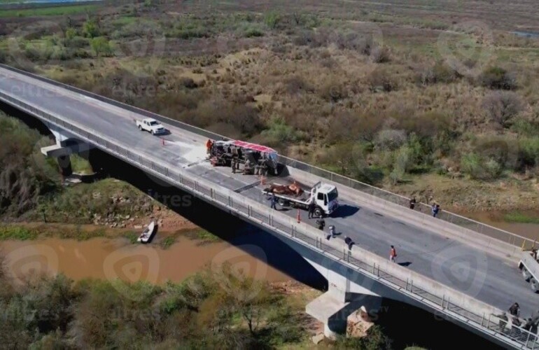 Imagen de Tránsito asistido en el puente Rosario-Victoria: camión con ganado chocó con una chata y una chica fue embestida por un toro