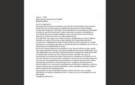 El escrito presentado a la Direcci&oacute;n de Vialidad hace m&aacute;s de 90 a&ntilde;os atr&aacute;s