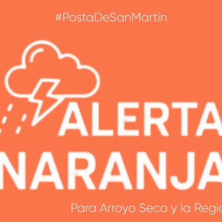 Imagen de Alerta Naranja en Arroyo Seco y la región por tormentas fuertes