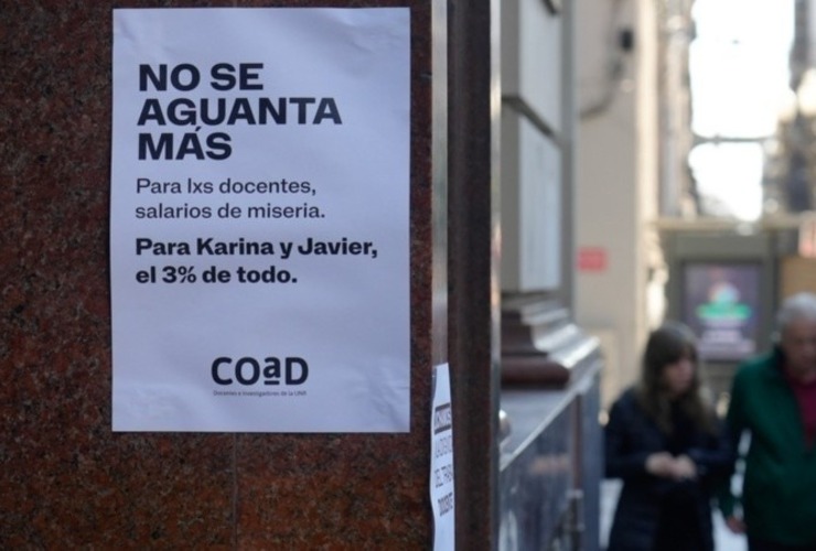 El gremio de los docentes de la UNR reclama mejoras salariales y presupuestarias para la educación superior. (Alan Monzón/Rosario3)