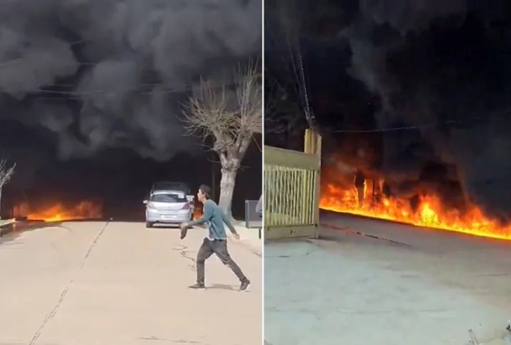 Imagen de Conmoción en Totoras: explotaron tanques de gasoil y regueros de fuego avanzaron por las calles