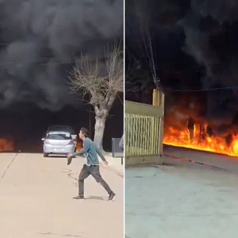 Imagen de Conmoción en Totoras: explotaron tanques de gasoil y regueros de fuego avanzaron por las calles