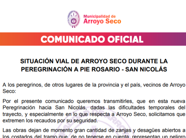 Imagen de El Gobierno Municipal emitió un comunicado con motivo de la Peregrinación