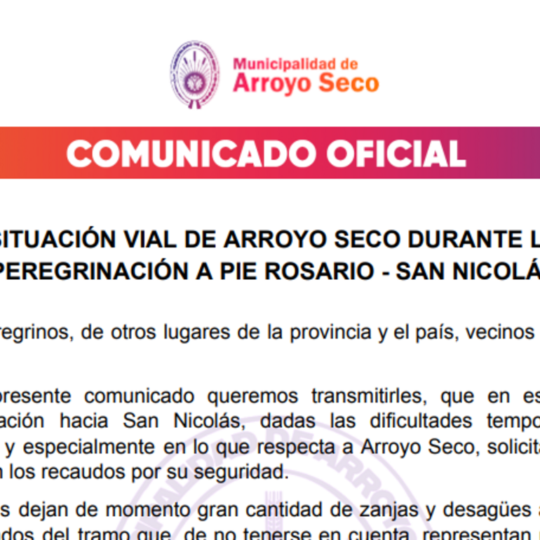 Imagen de El Gobierno Municipal emitió un comunicado con motivo de la Peregrinación