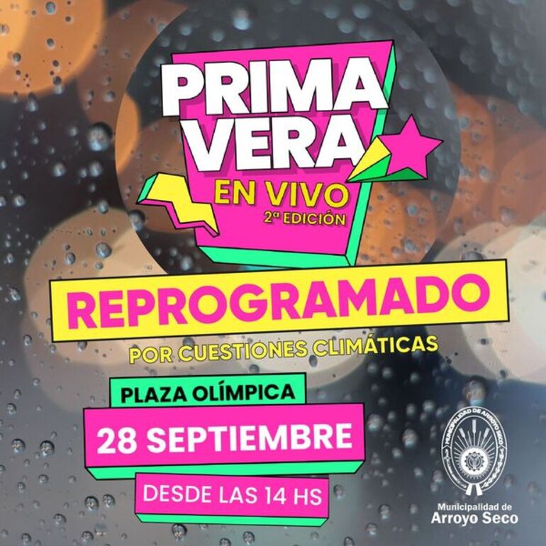 Imagen de Reprograman la segunda edición de Primavera en Vivo por pronóstico de lluvias