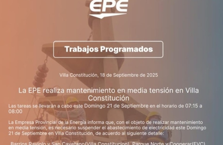 Imagen de La EPE informa sobre corte de energía programado