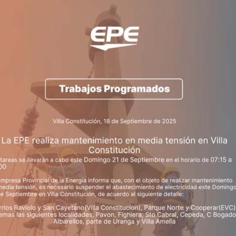 Imagen de La EPE informa sobre corte de energía programado