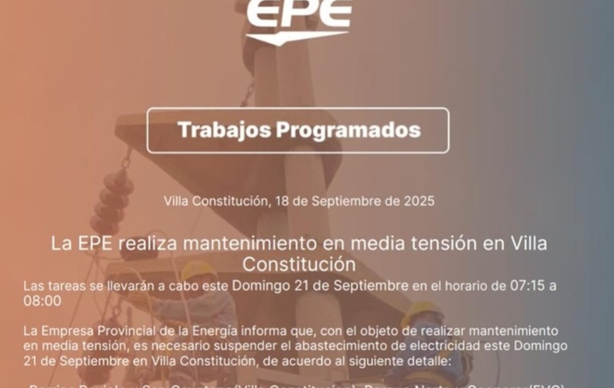 Imagen de La EPE informa sobre corte de energ&iacute;a programado