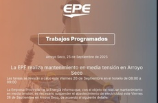 Imagen de Corte programado: La EPE realizará mantenimiento en media tensión en Arroyo Seco