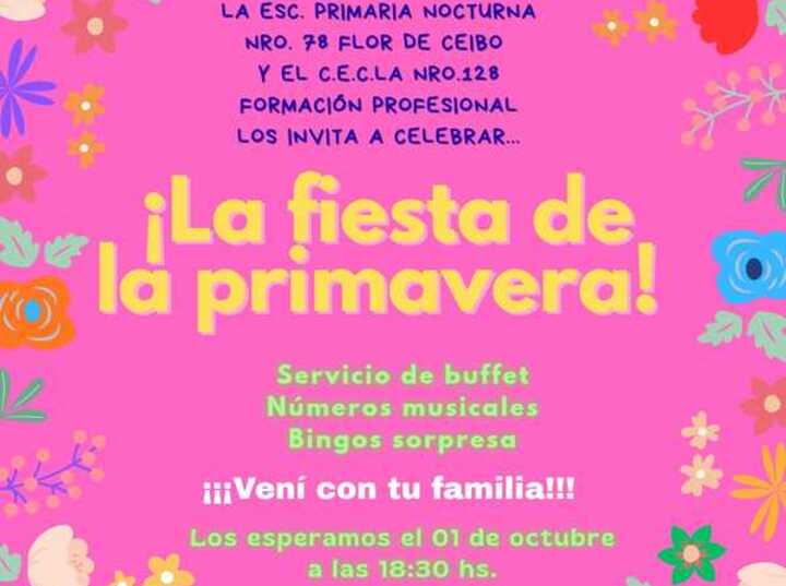 Imagen de La Escuela Primaria Nocturna N° 78 y el C.E.C.L.A. N° 128 celebran la llegada de la primavera