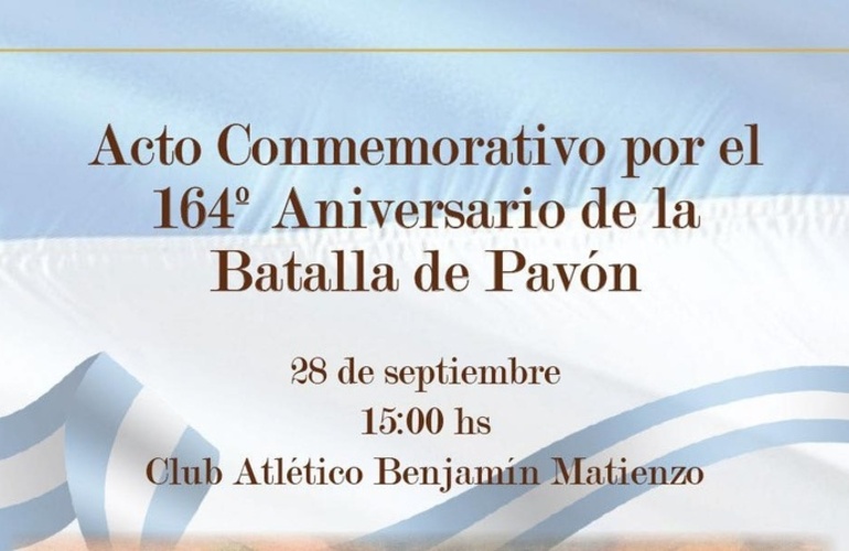Imagen de Pavón conmemora el 164° aniversario de la Batalla de Pavón