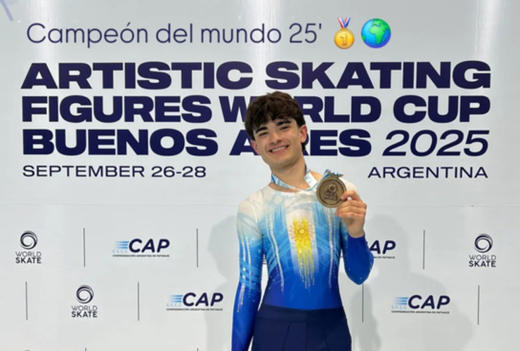 Imagen de Vicente Bachieca, Campeón del Mundo en Figuras Obligatorias en el Mundial de Patín en Argentina