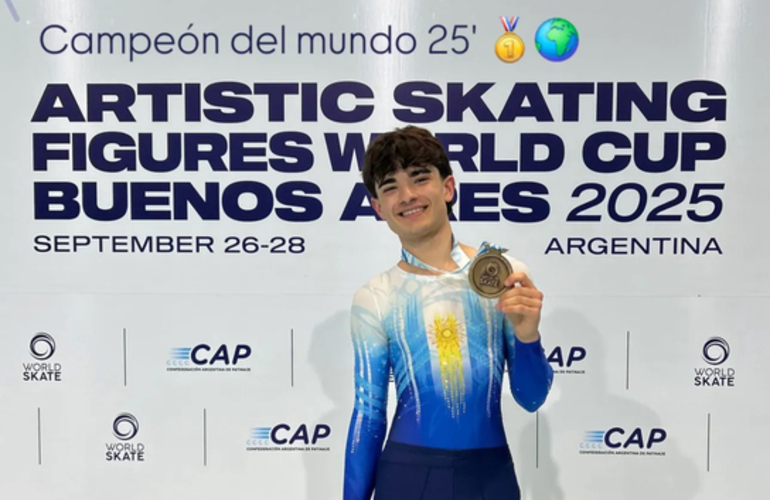 Imagen de Vicente Bachieca, Campeón del Mundo en Figuras Obligatorias en el Mundial de Patín en Argentina