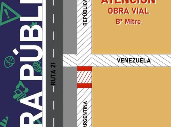 Imagen de Atención: Obras viales en el ingreso a calle Venezuela